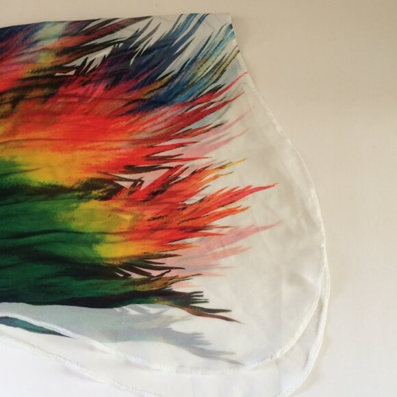 Dolcezza Womens Pleated Top Large Multicolor Pattern Drawstring Long Sleeve - Picture 6 of 8